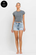 Load image into Gallery viewer, VERVET REBECCA PLUS SIZE HIGH RISE SINGLE CUFF DENIM SHORTS - krisglamcloset