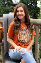 Load image into Gallery viewer, Sassy Autumn Leopard Texas Orange Pumpkin T-Shirt - krisglamcloset
