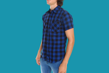 Load image into Gallery viewer, Men's Plaid Button Down Short Sleeved Shirt - krisglamcloset