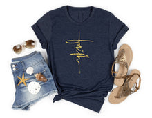 Load image into Gallery viewer, FAITH NAVY GOLD FAITH GRAPHIC TEE - krisglamcloset