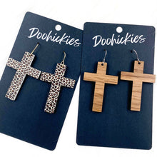 Load image into Gallery viewer, Cross Dangles -Acrylic & Wood Earrings - krisglamcloset