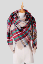 Load image into Gallery viewer, Red Plaid Blanket Scarf - krisglamcloset
