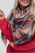 Load image into Gallery viewer, Red Plaid Blanket Scarf - krisglamcloset