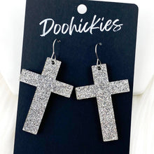 Load image into Gallery viewer, Glitter Cross Dangles- Acrylic Earrings
