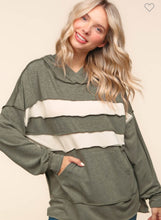 Load image into Gallery viewer, Color Block Pullover Hoodie Side Slits
