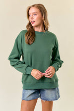 Load image into Gallery viewer, Round Neck Pleated Long Sleeve Fleece Sweatshirt
