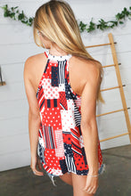 Load image into Gallery viewer, Patriotic Patchwork Halter Neck Waffle Knit Top
