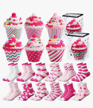 Load image into Gallery viewer, Pink Christmas Cupcake Socks Fuzzy Socks for Women
