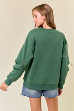 Load image into Gallery viewer, Round Neck Pleated Long Sleeve Fleece Sweatshirt
