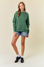 Load image into Gallery viewer, Round Neck Pleated Long Sleeve Fleece Sweatshirt
