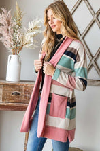 Load image into Gallery viewer, MULTI COLOR STRIPE CARDIGAN: PINK
