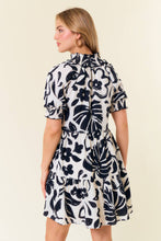 Load image into Gallery viewer, Floral Print Smocked Split V-Neck Puff Dress
