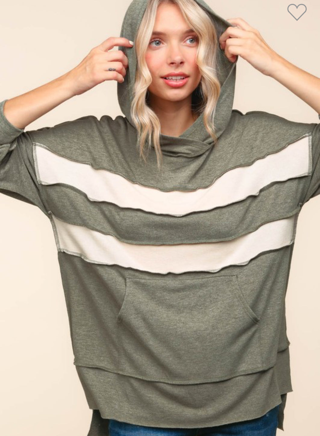 Color Block Pullover Hoodie Side Slits