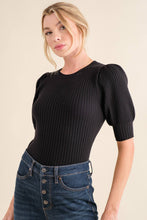 Load image into Gallery viewer, Puffed Half Sleeve Rib Basic Bodysuit
