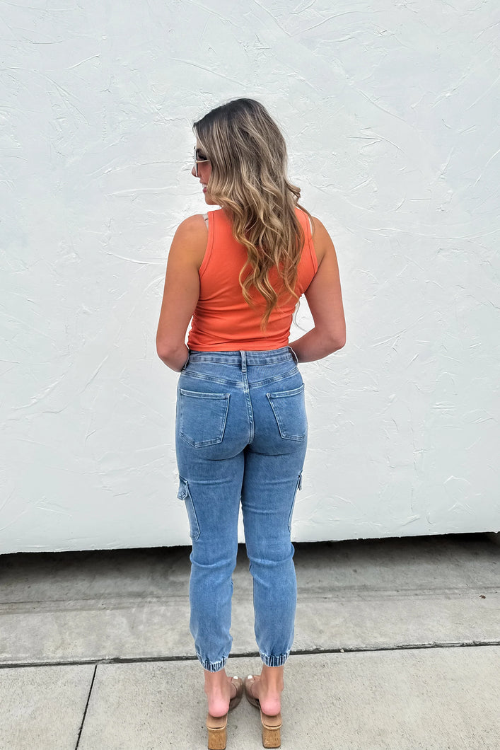 QUINN DENIM CARGO JOGGERS - krisglamcloset