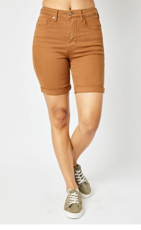 Judy Blue Tummy Control Bermuda Shorts - Brown