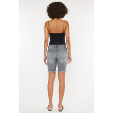 Load image into Gallery viewer, KanCan Dark Gray Mid Rise Bermuda Frayed Shorts
