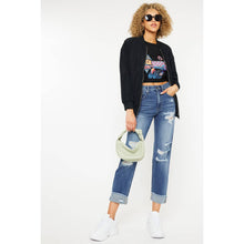 Load image into Gallery viewer, KanCan HIGH RISE CUFFED STRAIGHT LEG JEANS MEDIUM STONE WASH RIGID RELAXED STRAIGHT JEAN
