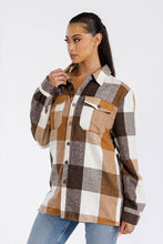 Load image into Gallery viewer, Boyfriend Oversized Soft Flannel Shacket Camel White
