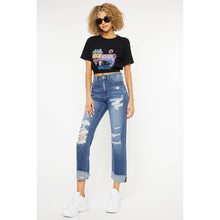 Load image into Gallery viewer, KanCan HIGH RISE CUFFED STRAIGHT LEG JEANS MEDIUM STONE WASH RIGID RELAXED STRAIGHT JEAN
