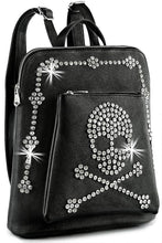 Load image into Gallery viewer, Rhinestone Skull and Crossed Bones Backpack
