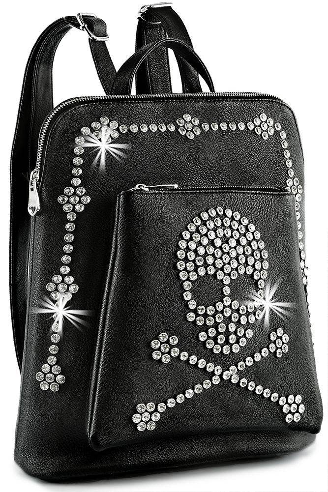 Rhinestone Skull and Crossed Bones Backpack