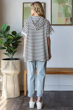 Load image into Gallery viewer, ET7798-10 SHORT SLEEVE STRIPE AND SOLID CONTRAST HOOIDE TOP - krisglamcloset

