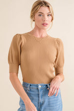 Load image into Gallery viewer, Puffed Half Sleeve Rib Basic Bodysuit
