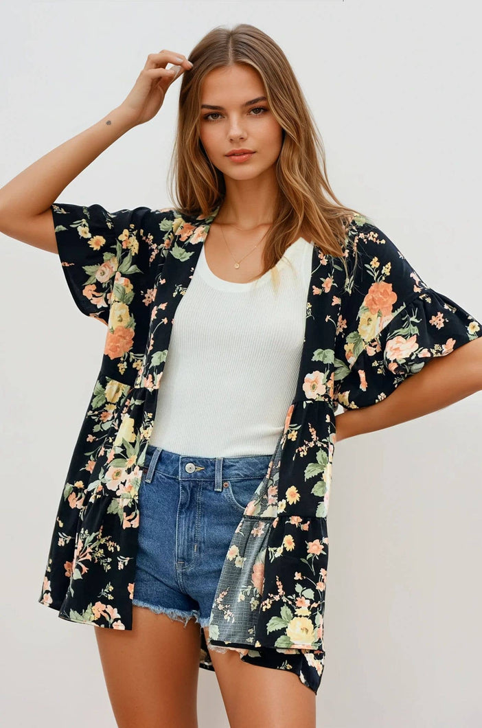 Breezy Bloom Tiered Kimono - krisglamcloset