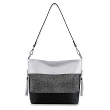 Load image into Gallery viewer, Bling Accent Banded Hobo Handbag
