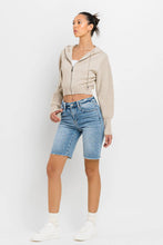 Load image into Gallery viewer, VERVET VALERIE HIGH RISE RAW HEM BERMUDA SHORTS
