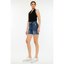 Load image into Gallery viewer, KanCan High Rise Dark Shorts with Waistband Fray Detail
