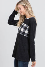 Load image into Gallery viewer, SOLID AND PLAID TOP WITH ELBOW PATCH
