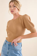 Load image into Gallery viewer, Puffed Half Sleeve Rib Basic Bodysuit
