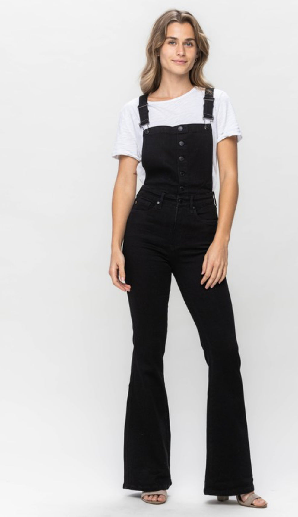 Judy Blue Black High Waist Control Top Retro Flare Overall