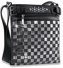 Load image into Gallery viewer, Rhinestone Check Design Crossbody Sling - Black
