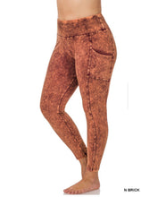 Load image into Gallery viewer, ZENANA PLUS MINERAL WASH WIDE WAISTBAND FULL LEGGINGS WITH POCKETS
