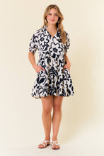 Load image into Gallery viewer, Floral Print Smocked Split V-Neck Puff Dress
