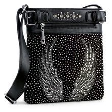 Load image into Gallery viewer, Wings Design Rhinestone Crossbody Sling - Black
