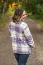 Load image into Gallery viewer, ONLINE ONLY  Norah Plaid Shacket - Purple and Gold
