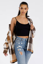 Load image into Gallery viewer, Boyfriend Oversized Soft Flannel Shacket Camel White
