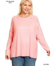 Load image into Gallery viewer, Soft Mélange Hacci Exposed Seam Hi-Low Tee
