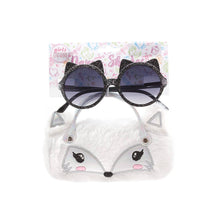 Load image into Gallery viewer, Girls Kids Sunglasses with Case Furry Cat White Case
