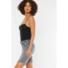 Load image into Gallery viewer, KanCan Dark Gray Mid Rise Bermuda Frayed Shorts
