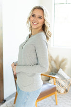 Load image into Gallery viewer, Michelle Mae Harper Long Sleeve Henley - Light Grey FINAL SALE
