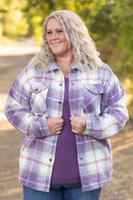 Load image into Gallery viewer, ONLINE ONLY  Norah Plaid Shacket - Purple and Gold
