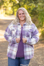 Load image into Gallery viewer, ONLINE ONLY  Norah Plaid Shacket - Purple and Gold
