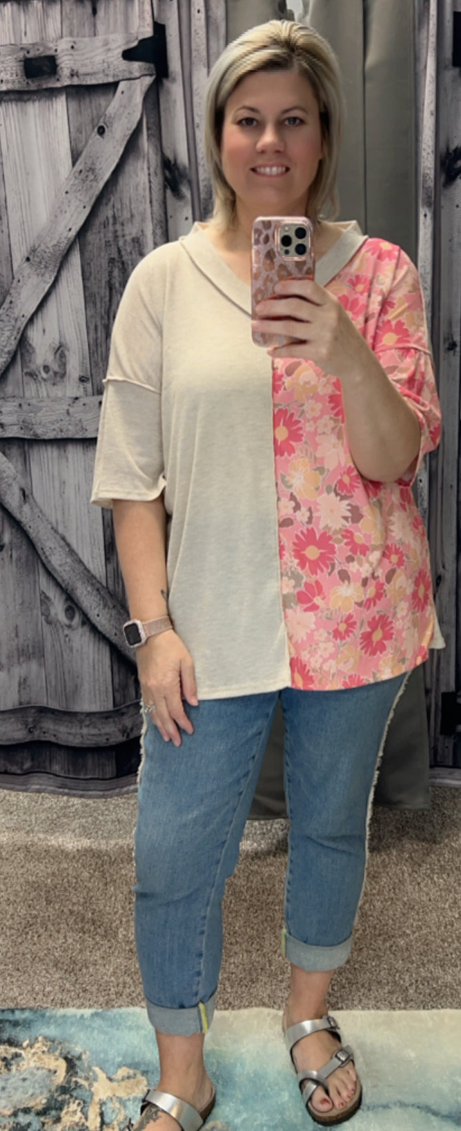 SOLID AND FLORAL TOP