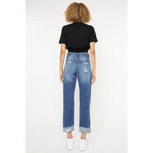 Load image into Gallery viewer, KanCan HIGH RISE CUFFED STRAIGHT LEG JEANS MEDIUM STONE WASH RIGID RELAXED STRAIGHT JEAN
