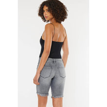 Load image into Gallery viewer, KanCan Dark Gray Mid Rise Bermuda Frayed Shorts
